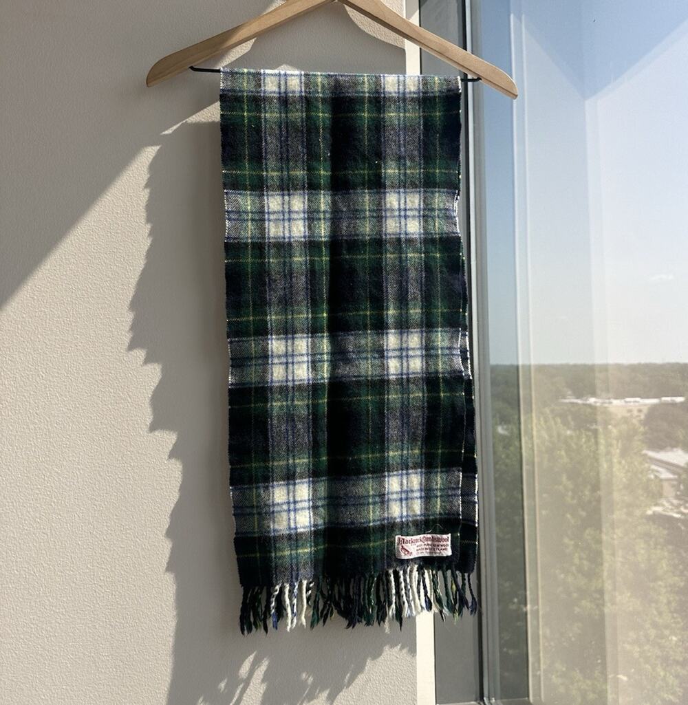Blackcock Lambswool 100% Pure New Wool Plaid Fringe Scarf Scotland Men's
